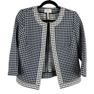 LAUNDRY by Shelli Segal Black White Mosaic Pattern Blazer Jacket Size 6
